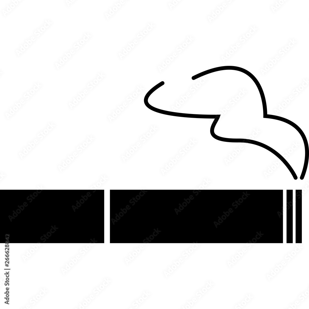 Cigarette icon. Tobacco sign. Smoking symbol. White icon Cigarette icon. Tobacco sign. Smoking symbol. White icon