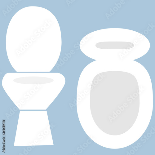 Toilet bowl with toilet paper roll. Simple flat cartoon
