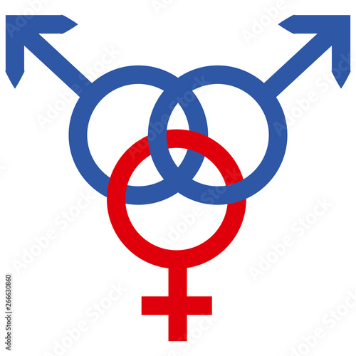 Schematic representation of polyamoric relations between three people. Polyamory conceptual illustration