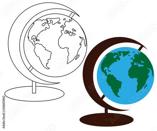 globe of planet Earth with political map of world. Isolated on white background
