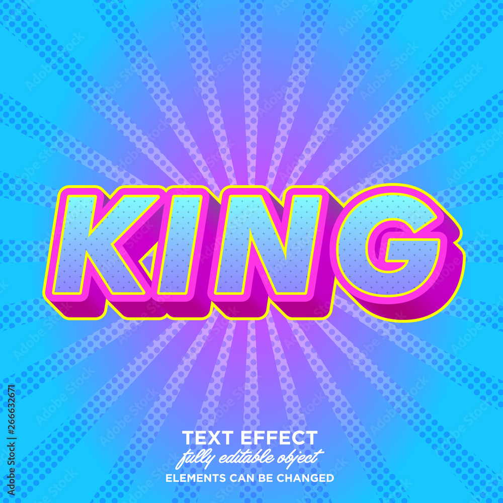 King sticker font effect, modern typography for game title or banner