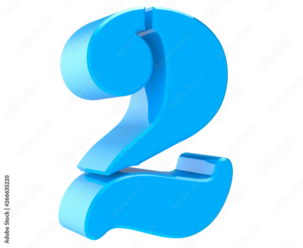 3d blue number 2 on white background 3d rendering 3d blue number 2 on white background 3d rendering
