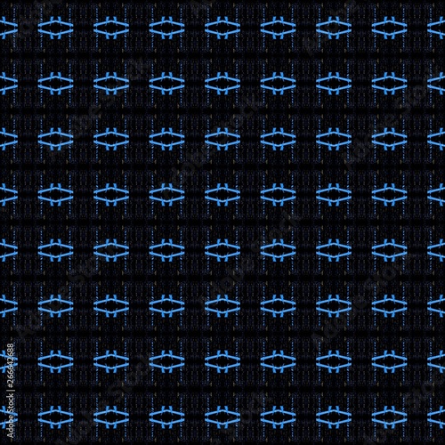 dark seamless pattern with black, dodger blue and dark gray colors. digital vintage graphic for wallpaper, prints, fabric tiles or wrapping paper photo