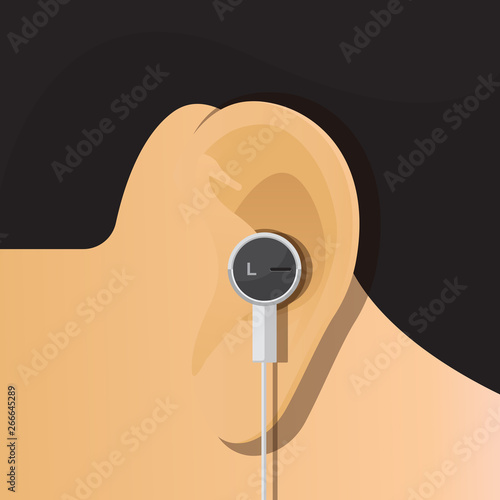 Wareing earphone vector flat design.