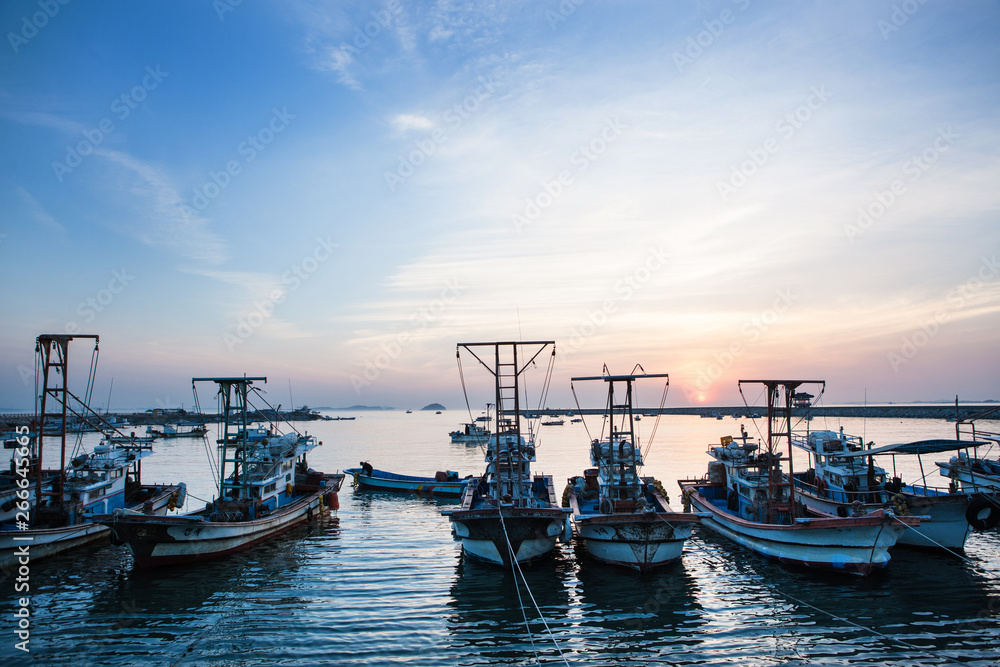 the sunset from a Gungpyeong Port in Korea