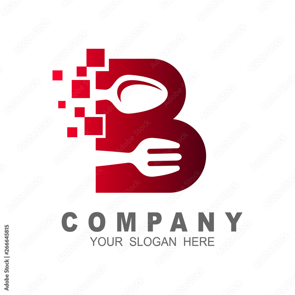 logo letter b, the logo letter b with a display using a spoon, fork and pixel speed logo letter b, the logo letter b with a display using a spoon, fork and pixel speed