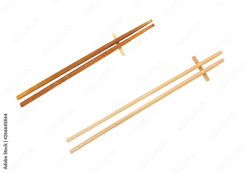Chopsticks for wooden with Clipping Path on White isolate Background.