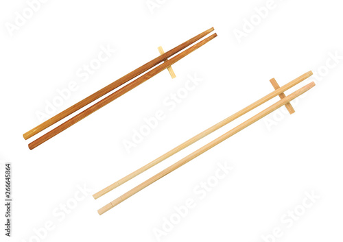 Chopsticks for wooden with Clipping Path on White isolate Background.