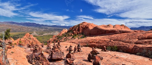 Views from the Lower Sand Cove trail to the Vortex formation  by Snow Canyon State Park in the Red Cliffs National Conservation Area  by Gunlock and St George  Utah  United States. 