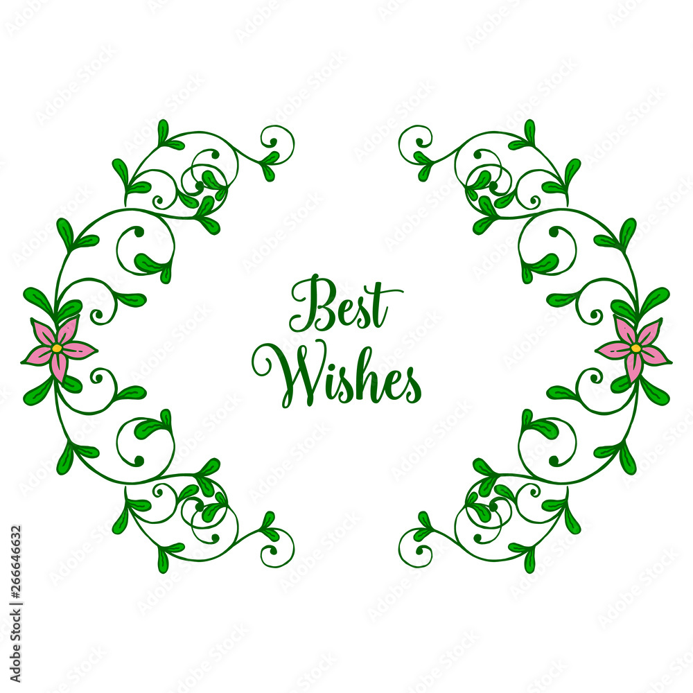 Vector illustration leaf floral wreath design element with greeting card best wishes