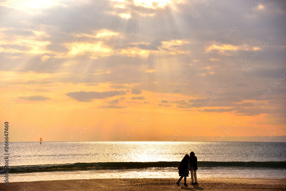 Fototapeta premium 鎌倉材木座海岸の夕景
