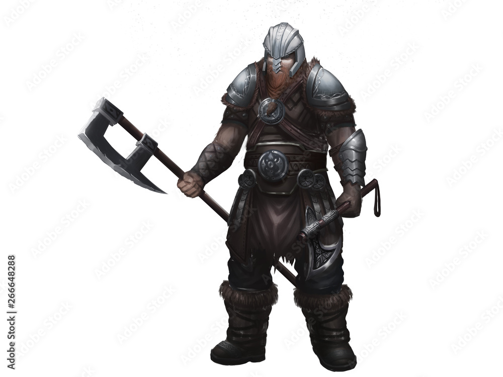 Fantasy Norse Viking. Warrior Character Design. Realistic Illustration. Video Game Digital CG Artwork.