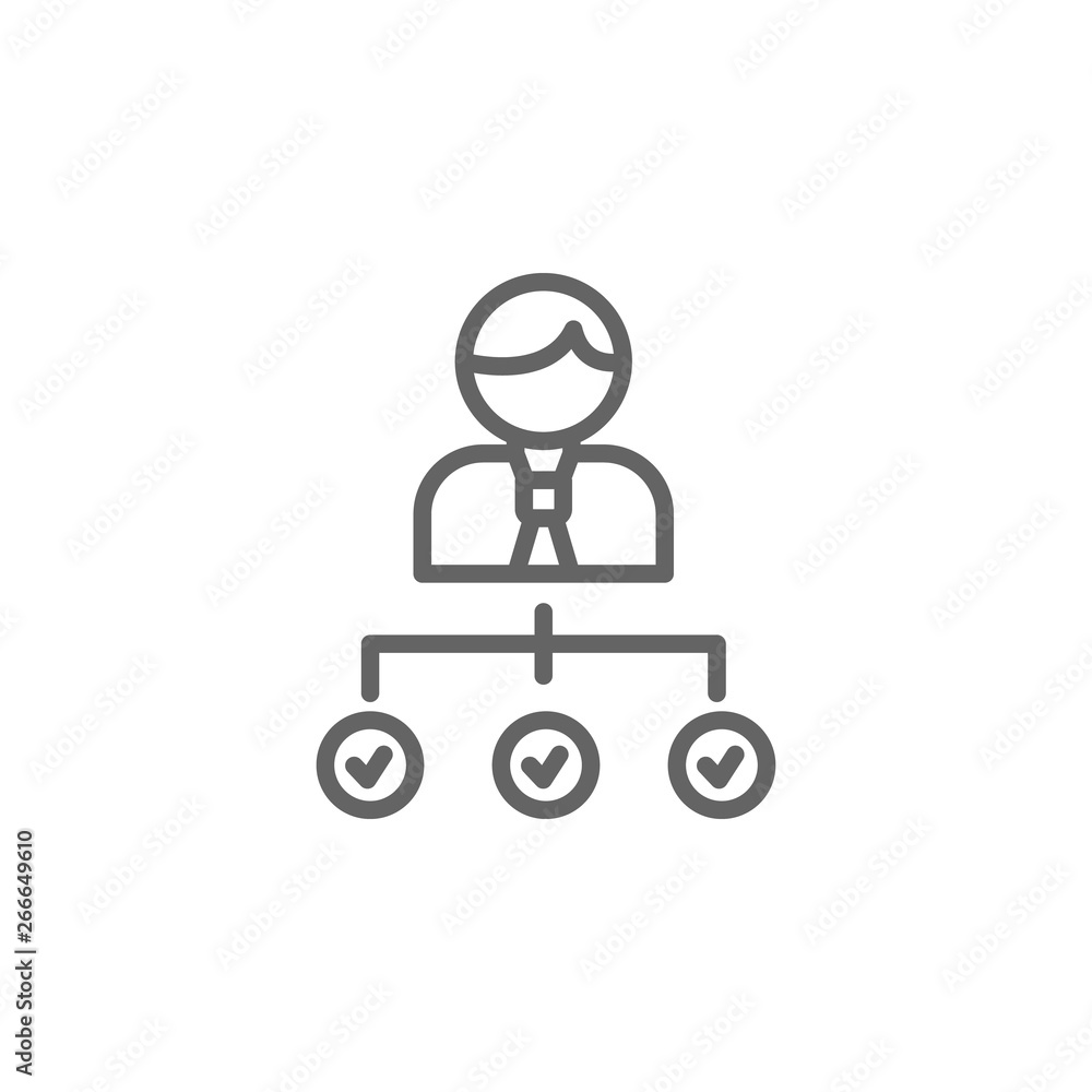 Tasks man outline icon. Elements of Business illustration line icon. Signs and symbols can be used for web, logo, mobile app, UI, UX