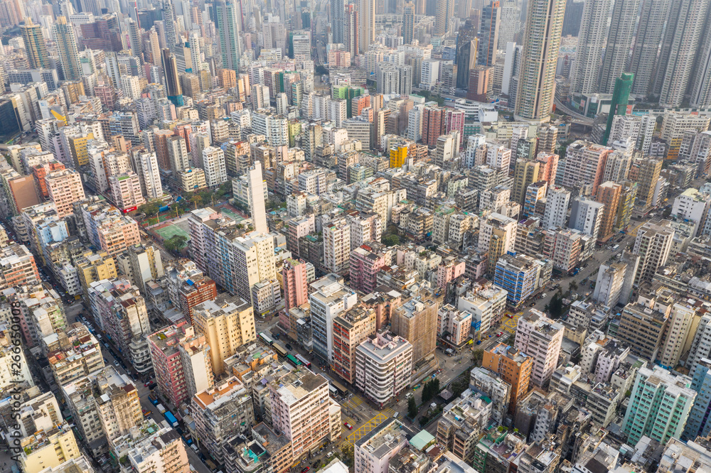 Obraz premium Top view of Hong Kong city