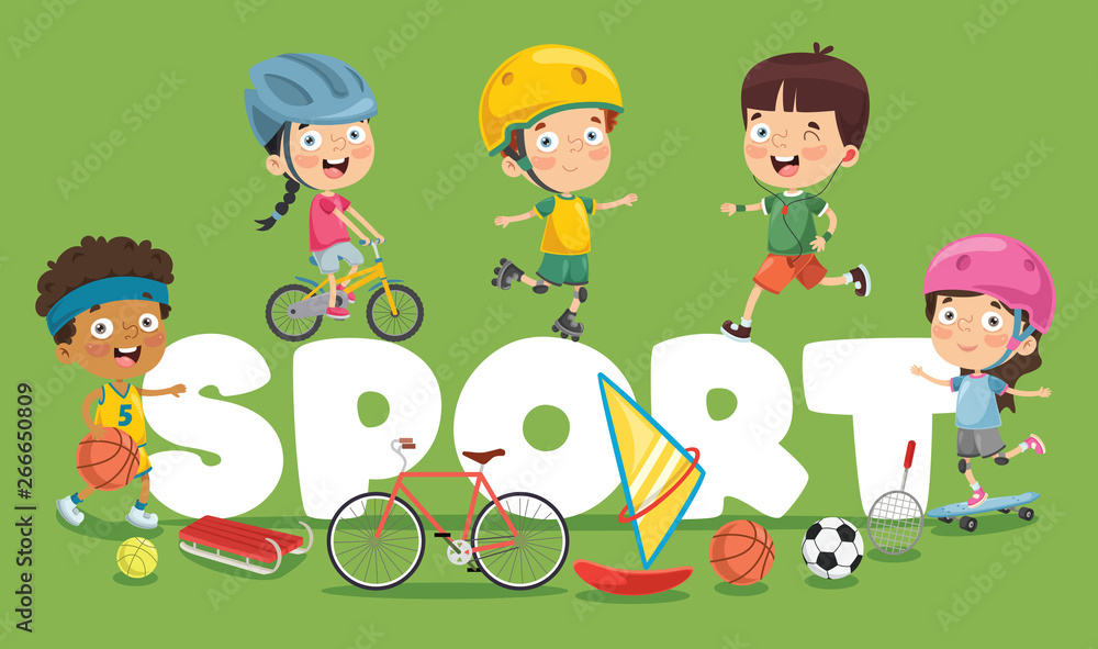 Vector Illustration Of Children Sport Background Vector Illustration Of Children Sport Background