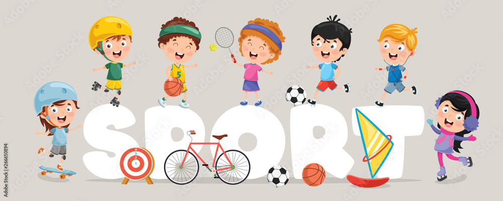 Vector Illustration Of Children Sport Background Vector Illustration Of Children Sport Background