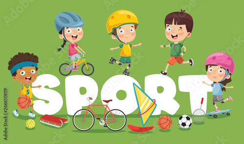 Vector Illustration Of Children Sport Background