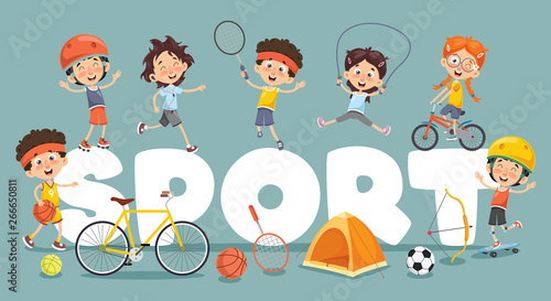 Vector Illustration Of Children Sport Background
