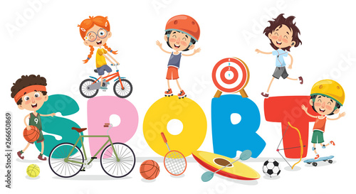 Vector Illustration Of Children Sport Background