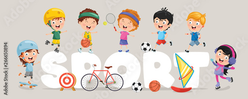 Vector Illustration Of Children Sport Background