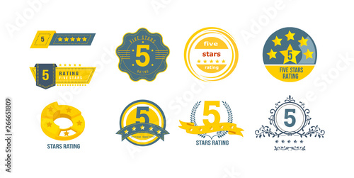 Different types of 5 stars rating. Concept of feedback, reviews, notifications.