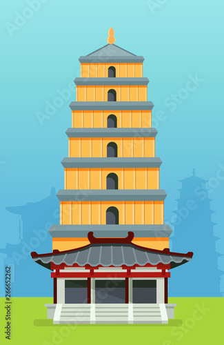 Wallpaper Mural Chinese pagoda tower typical chinese building. House urban city Torontodigital.ca