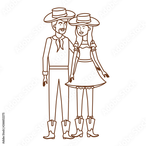 farmers couple talking with straw hat