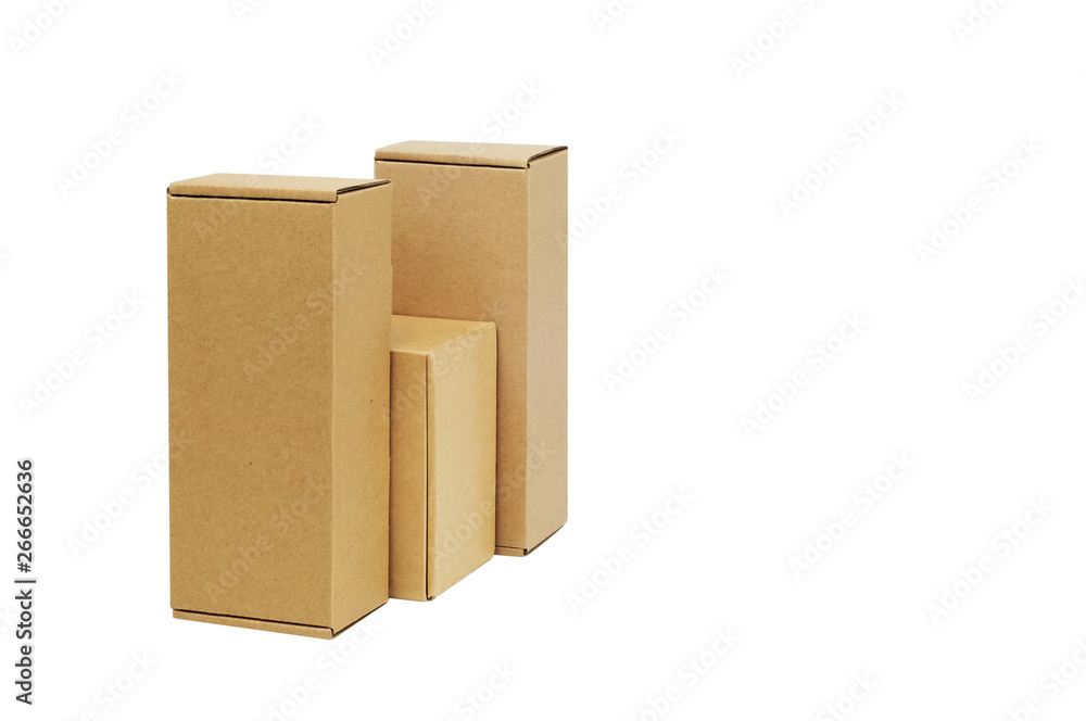 Cardboard boxes for goods on a white background. Different size. Isolated on white background. Cardboard boxes for goods on a white background. Different size. Isolated on white background.