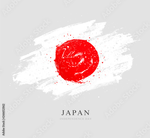 Flag of Japan. Vector illustration on a gray background.