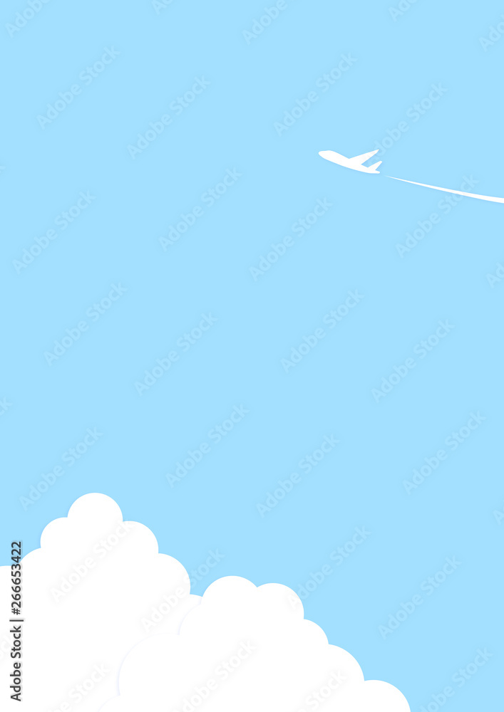 青空と入道雲 飛行機雲 背景 Stock イラスト | Adobe Stock