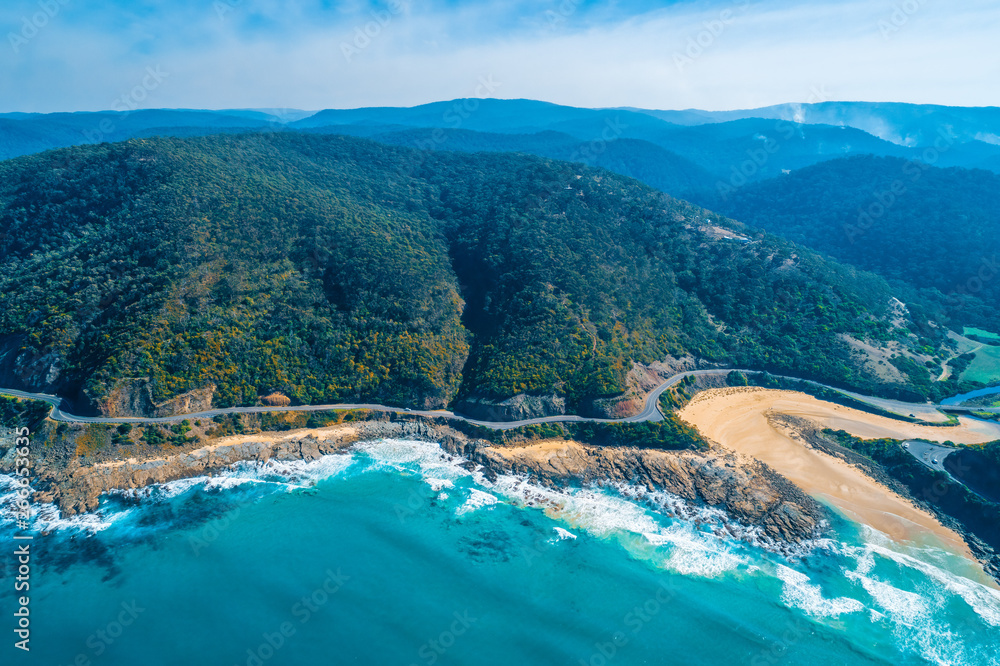Aerial view of the world famous Great Ocean Road