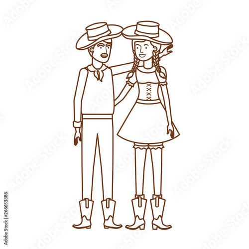 farmers couple talking with straw hat