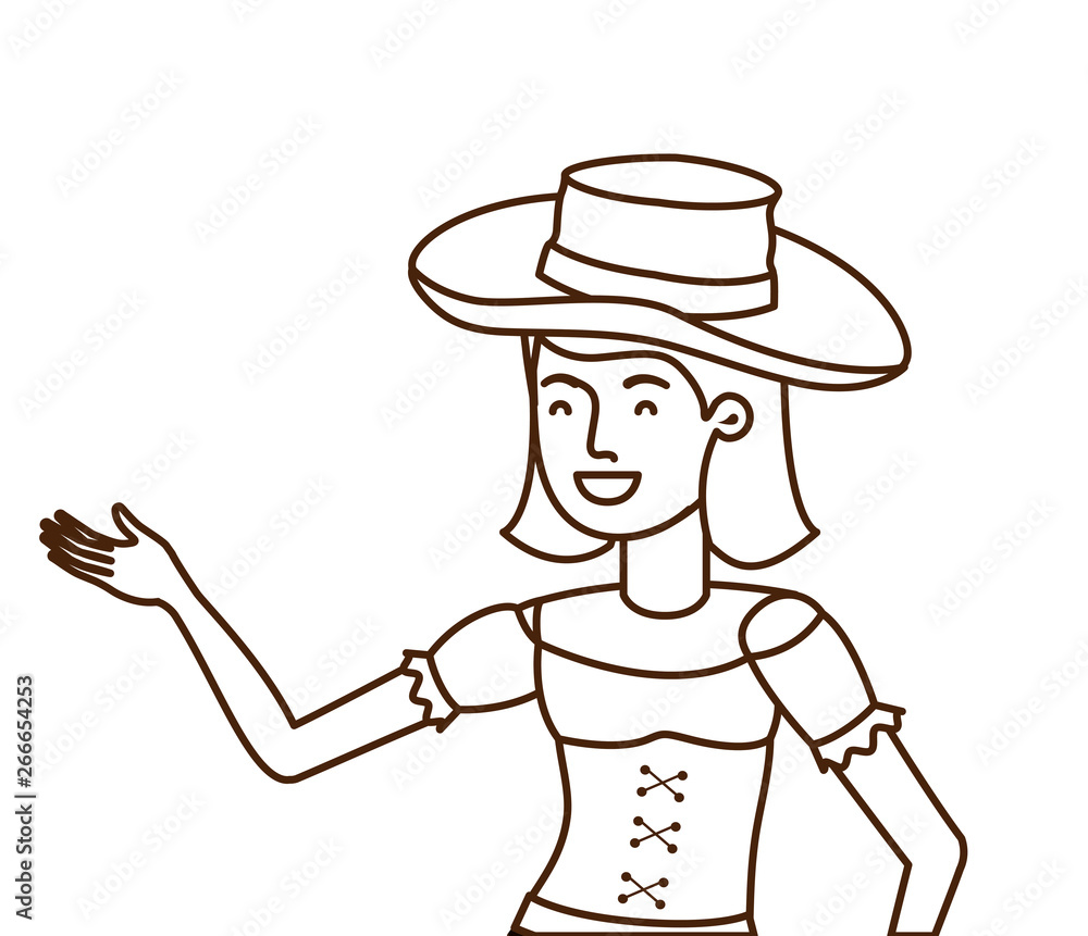 farmer woman with straw hat