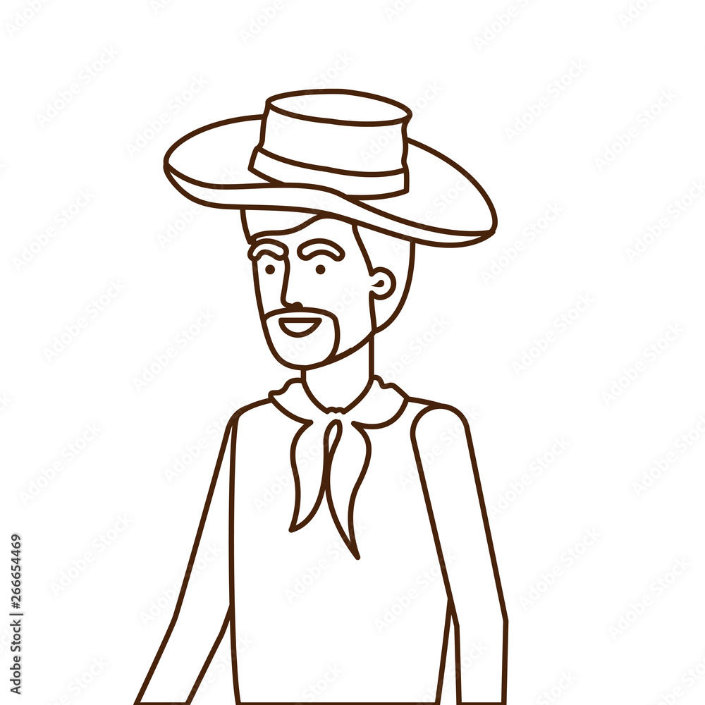 man farmer with straw hat