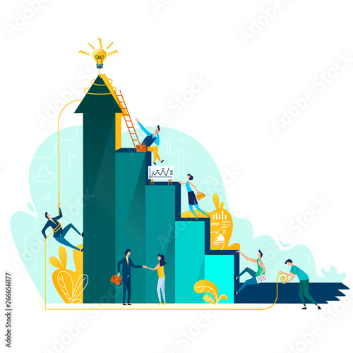 Goal achievement and teamwork business concept