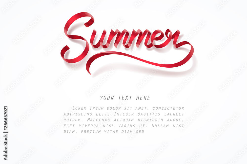 Red ribbon of Summer calligraphy hand lettering