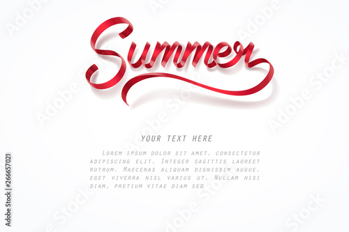 Red ribbon of Summer calligraphy hand lettering