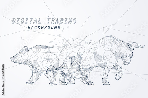 Wire frame bearish and bullish trend, technology trading for stock marke