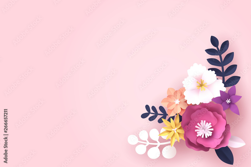 Paper art of Flower with copy space for text