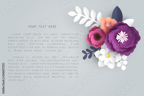 Paper art of Flower with copy space for text