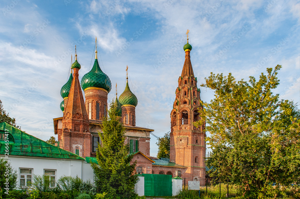 Beautiful architectural view of the ancient church of Nikola Wet in the city of Yaroslavl. Golden Ring, Yaroslavl in Russia