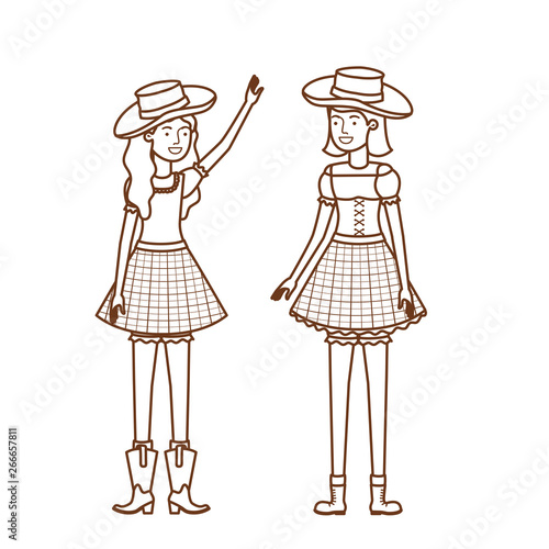 farmers women talking with straw hat
