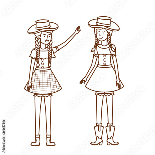 farmers women talking with straw hat