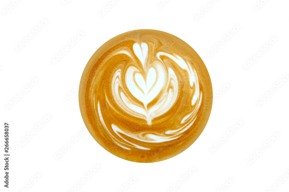 latte art shape tulip isolated on white background with clipping path latte art shape tulip isolated on white background with clipping path