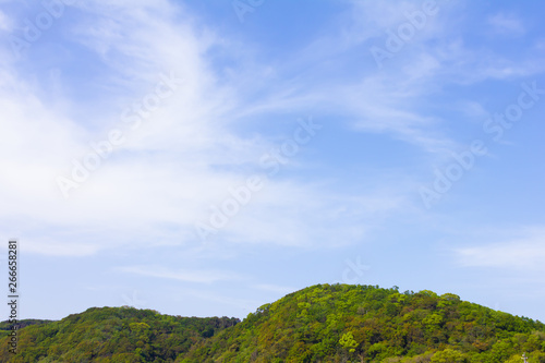 和歌山県加太の青い空と緑の山 © ヒヤスン子