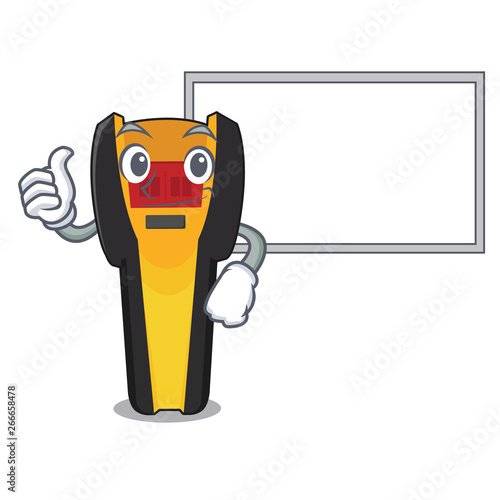 Thumbs up with board stud finder isolated with the character