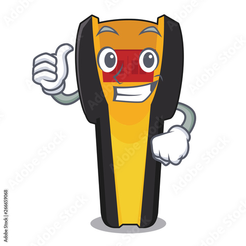 Thumbs up stud finder in the cartoon shape