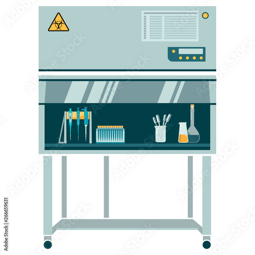 vector illustration. laminar box with labware