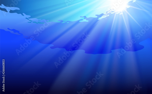 beautiful sunlight at under blue water