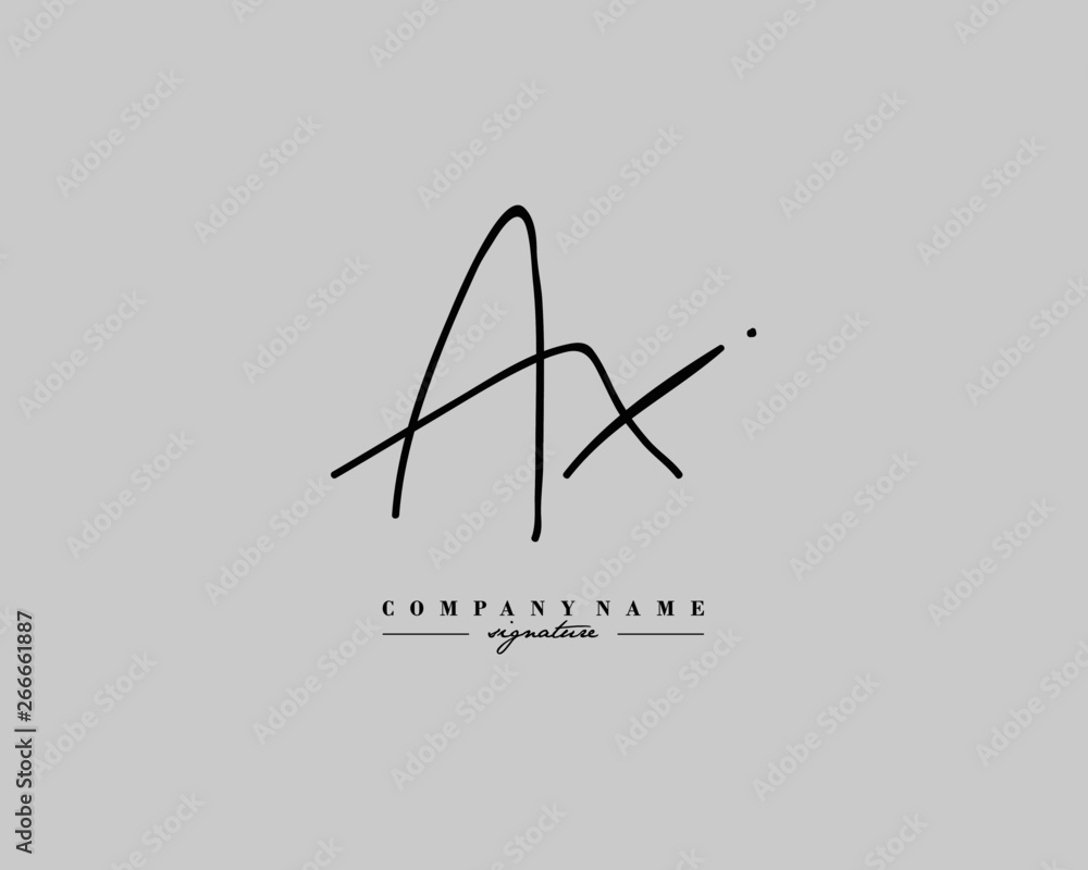 A X AX Signature initial logo template vector